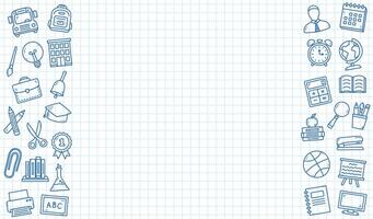 School background - squared paper with school icons vector