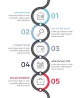 Vertical road infographics template with five elements vector