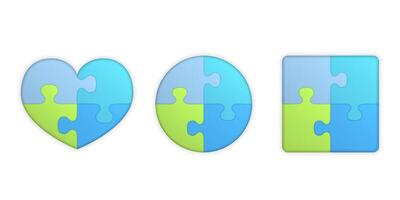 Puzzle objects - heart, circle and square vector