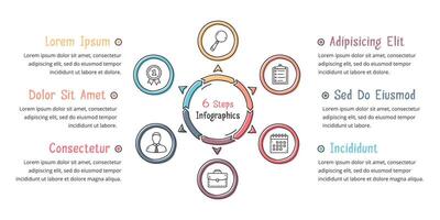 Doodle Circle Diagram with Six Elements vector