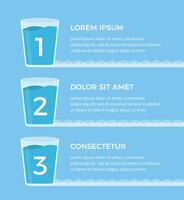 Three glasses with water with numbers and place for your text vector