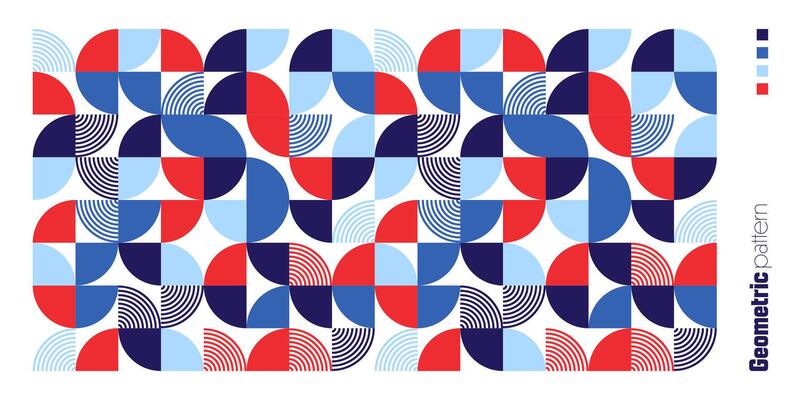Geometric trendy pattern. Modern colorful background with simple elements. Retro texture with basic geometric shapes. Print design, minimalist poster cover. illustration