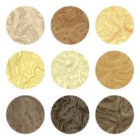 Colorful topographic map with contour lines. Geographic terrain grid, relief height elevation. Ground path pattern. Travel and navigation, cartography design element. illustration vector