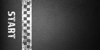 Asphalt road with white start line marking, concrete highway surface, texture. Street traffic lane, road dividing strip. Pattern with grainy structure, grunge stone background. illustration vector