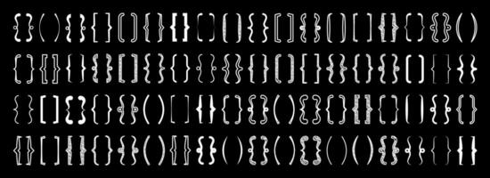 Shaded text brackets, black quotation box. Curly, square and corner parentheses. Vintage typographical symbol, calligraphic quote frame. Doodle, lettering element. illustration vector