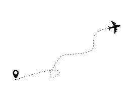 Airplane and line on gps location icon vector