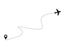 Airplane and line on gps location icon vector