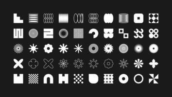 Brutalist geometric shapes, modern symbols. Simple primitive elements and forms. Retro design, trendy contemporary minimalist style, y2k. illustration vector