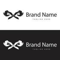 Woodcutter tool axe logo carpentry simple design silhouette illustration template vector