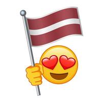 Emoji with Latvia flag Large size of yellow emoji smile vector