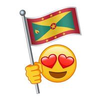 Emoji with Grenada flag Large size of yellow emoji smile vector