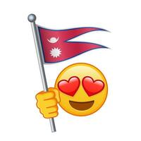 Emoji with Nepal flag Large size of yellow emoji smile vector