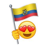 Emoji with Ecuador flag Large size of yellow emoji smile vector
