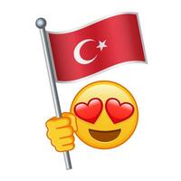 Emoji with Turkey flag Large size of yellow emoji smile vector