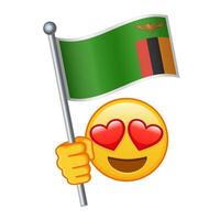 Emoji with Zambia flag Large size of yellow emoji smile vector