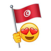 Emoji with Tunisia flag Large size of yellow emoji smile vector