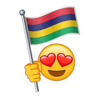 Emoji with Mauritius flag Large size of yellow emoji smile vector