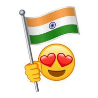 Emoji with India flag Large size of yellow emoji smile vector