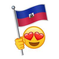 Emoji with Haiti flag Large size of yellow emoji smile vector