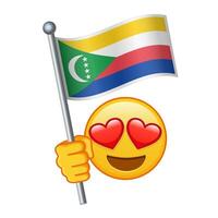 Emoji with Comoros flag Large size of yellow emoji smile vector