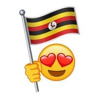 Emoji with Uganda flag Large size of yellow emoji smile vector