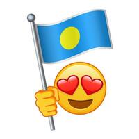 Emoji with Palau flag Large size of yellow emoji smile vector