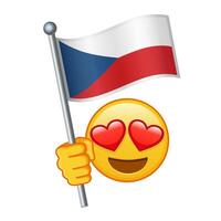 Emoji with Czechia flag Large size of yellow emoji smile vector
