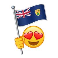 Emoji with Turks and Caicos flag Large size of yellow emoji smile vector