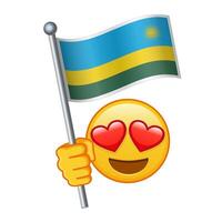 Emoji with Rwanda flag Large size of yellow emoji smile vector