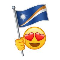 Emoji with Marshall Islands flag Large size of yellow emoji smile vector