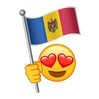 Emoji with Moldova flag Large size of yellow emoji smile vector