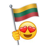 Emoji with Lithuania flag Large size of yellow emoji smile vector