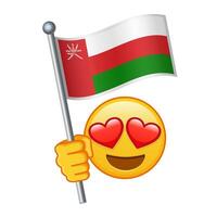 Emoji with Oman flag Large size of yellow emoji smile vector