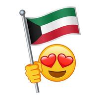 Emoji with Kuwait flag Large size of yellow emoji smile vector