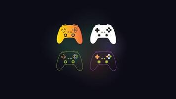 Gamepad joystick icon graphic elements. Outline neon design illustration with background RGB , suitable for gaming wallpaper, software, coding, anime, games vector