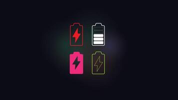battery set icon graphic elements. Outline neon design illustration with background RGB , suitable for gaming wallpaper, software, coding, anime, games, website vector