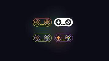 Gamepad joystick icon graphic elements. Outline neon design illustration with background RGB , suitable for gaming wallpaper, software, coding, anime, games vector