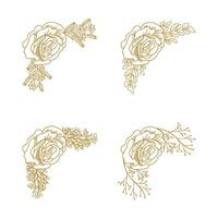 The Blooms Greenery Floral Foliage Ornament Corner Text Separator Elegance Frame for Invitations vector