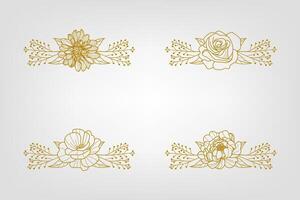 Blooms Greenery Floral Foliage Ornament Corner Text Separator vector