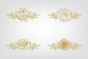 Blooms Greenery Floral Foliage Ornament Corner Text Separator vector