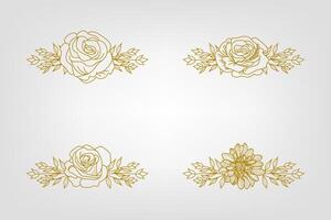 Blooms Greenery Floral Foliage Ornament Corner Text Separator vector