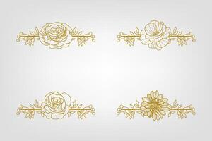 Blooms Greenery Floral Foliage Ornament Corner Text Separator vector