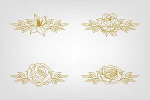 Blooms Greenery Floral Foliage Ornament Corner Text Separator vector