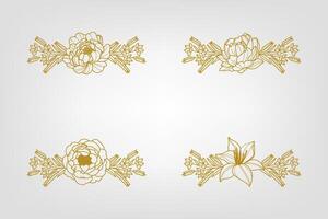 Blooms Greenery Floral Foliage Ornament Corner Text Separator vector
