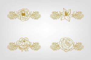 Blooms Greenery Floral Foliage Ornament Corner Text Separator vector