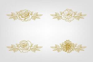 Blooms Greenery Floral Foliage Ornament Corner Text Separator vector