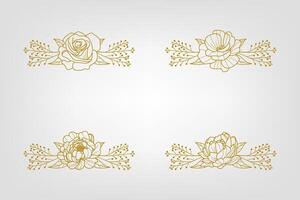 Blooms Greenery Floral Foliage Ornament Corner Text Separator vector