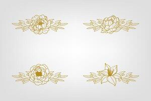 Blooms Greenery Floral Foliage Ornament Corner Text Separator vector