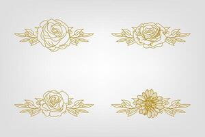 Blooms Greenery Floral Foliage Ornament Corner Text Separator vector