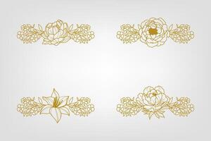 Blooms Greenery Floral Foliage Ornament Corner Text Separator vector